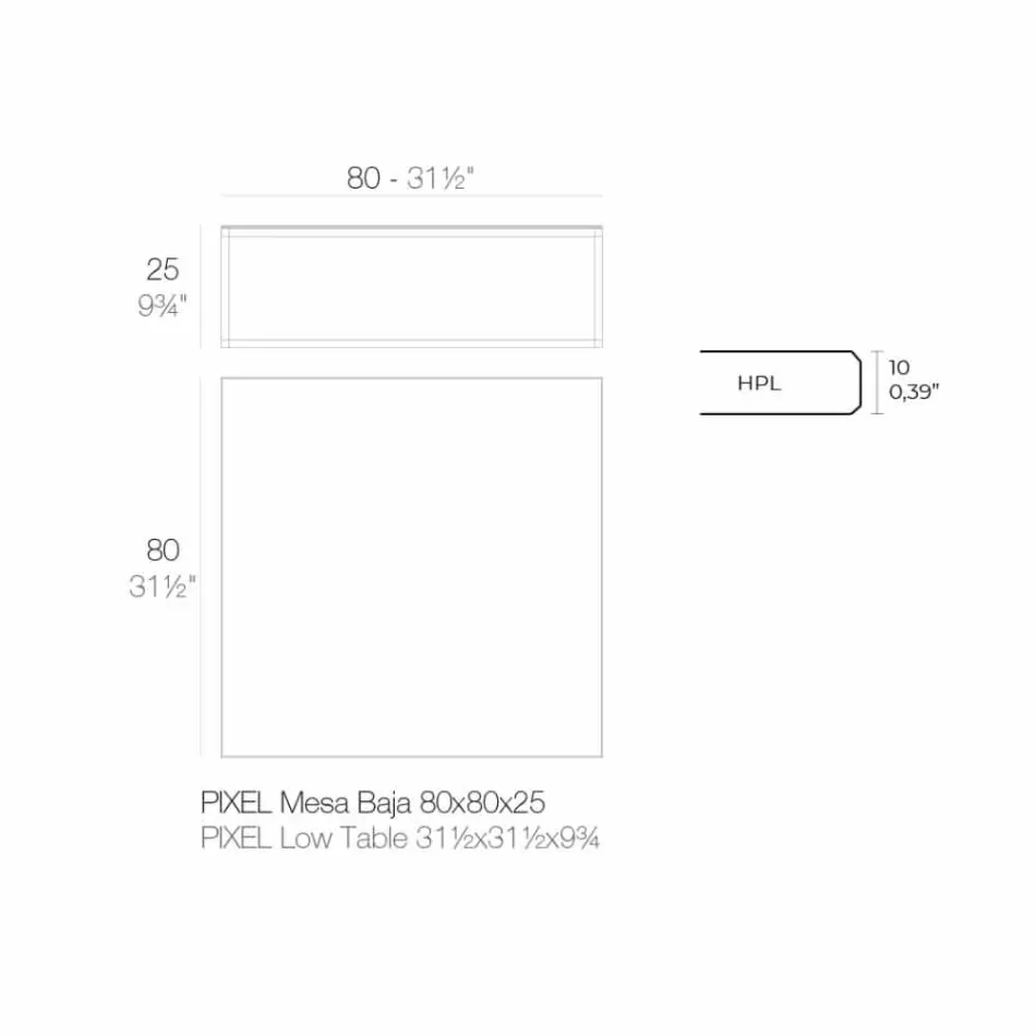 Soffbord utomhus i aluminium och fyrkantigt svart laminat - Suave av Vondom Viadurini