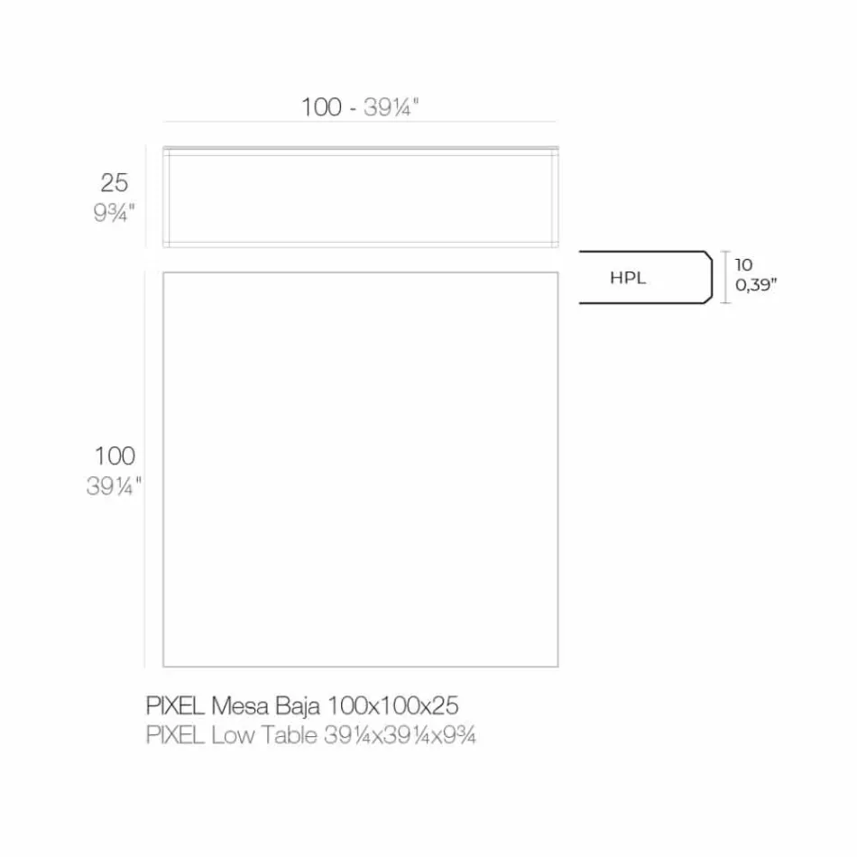 Soffbord utomhus i aluminium och fyrkantigt svart laminat - Suave av Vondom Viadurini