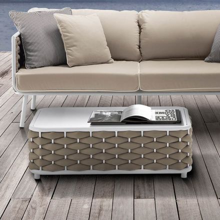 Utomhussoffbord i aluminium och handvävt tyg - Reda Viadurini