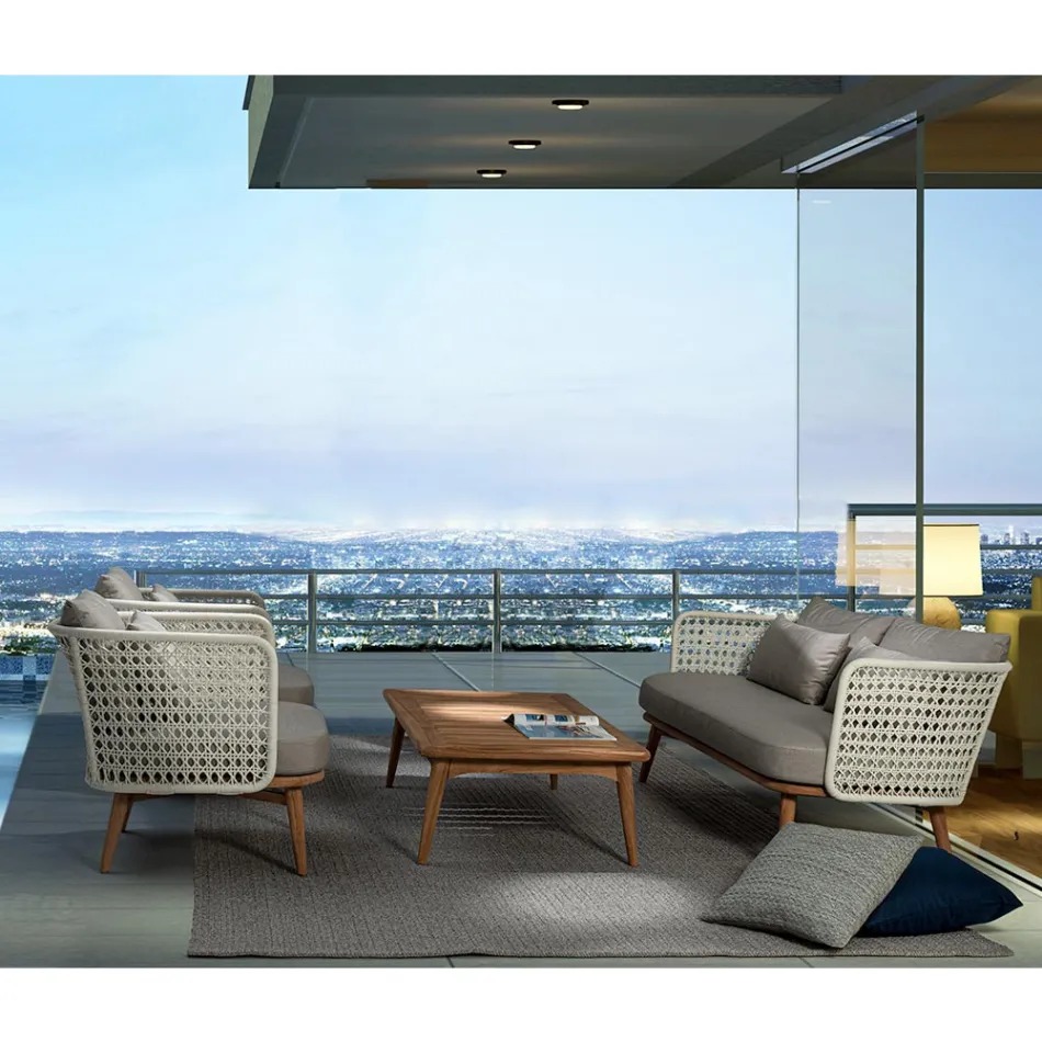 Homemotion Modern Teak Wood utomhusbord - Luanaedmea Viadurini