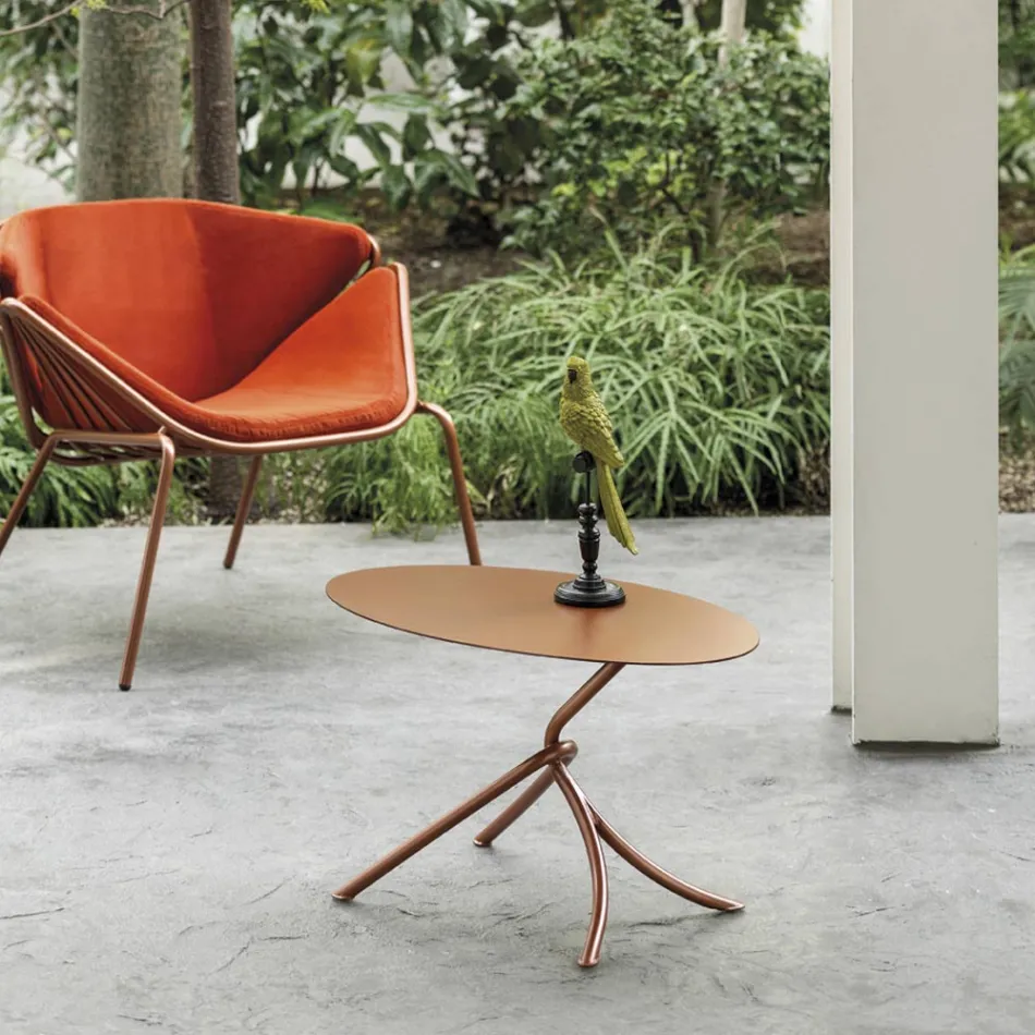 Fint soffbord utomhus i målad metall Tillverkat i Italien - Lübeck Viadurini