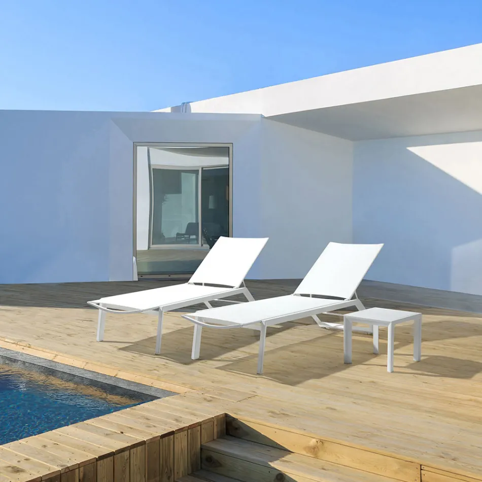 Fyrkantigt utesoffbord i målat aluminium, Homemotion 2 delar - Marius Viadurini