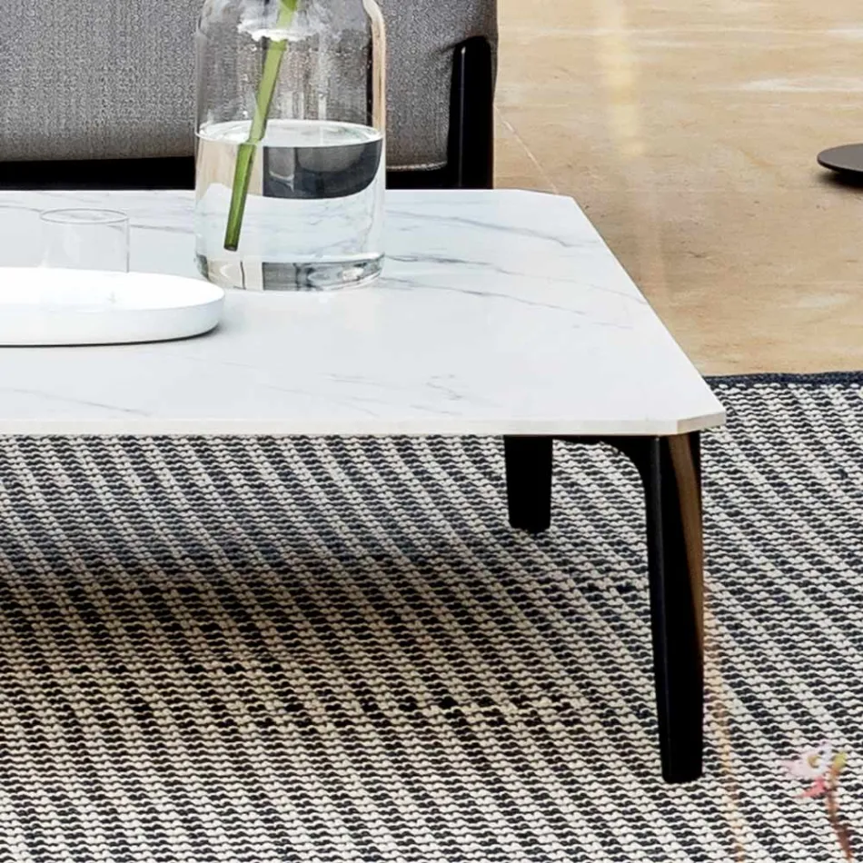 Fyrkantigt utomhussoffbord i aluminium och högkvalitativt stengods - Filomena Viadurini