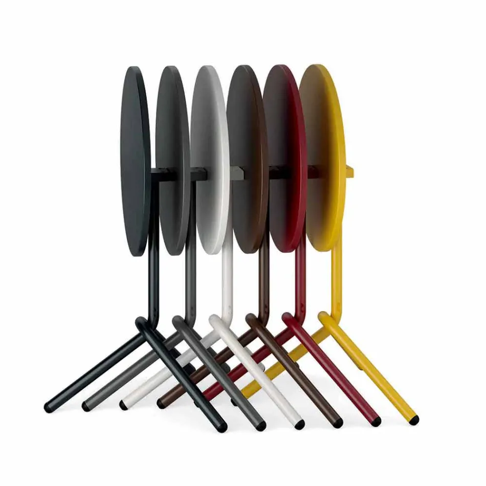 Rund utomhusmetall- och plåtbord tillverkad i Italien - Alberic Viadurini