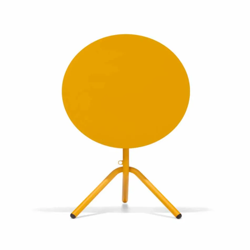 Rund utomhusmetall- och plåtbord tillverkad i Italien - Alberic Viadurini