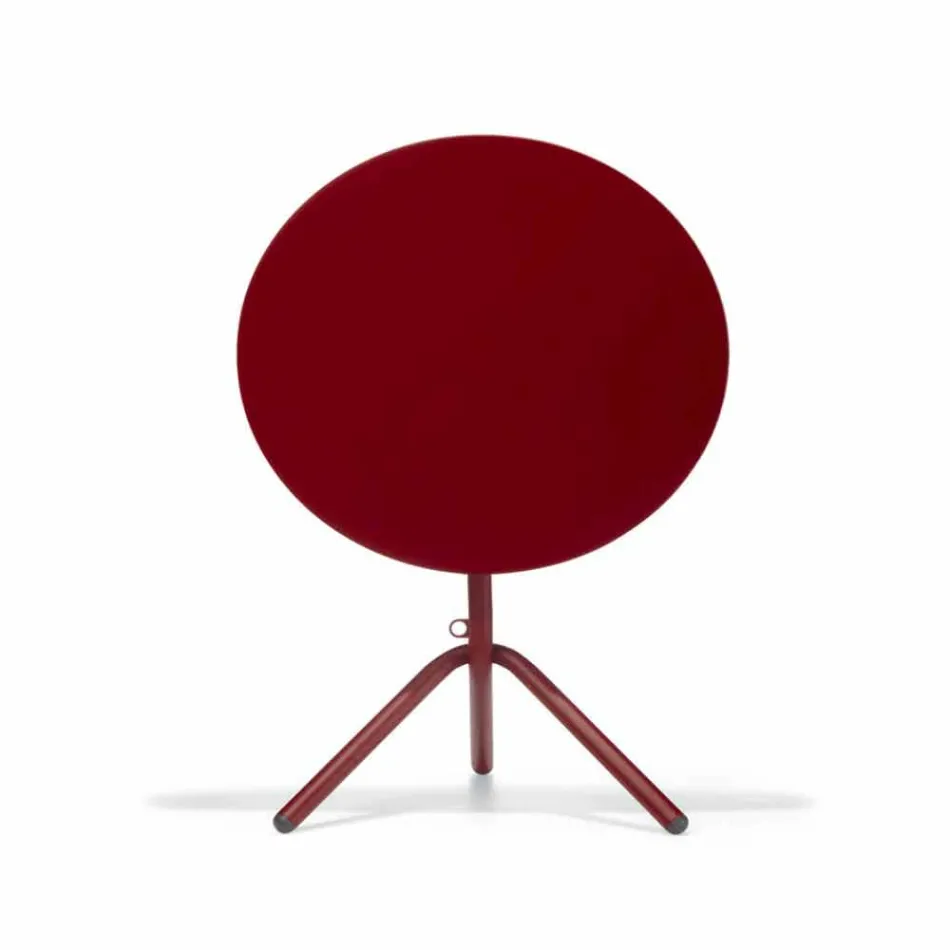 Rund utomhusmetall- och plåtbord tillverkad i Italien - Alberic Viadurini