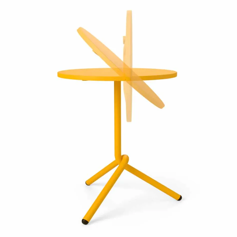 Rund utomhusmetall- och plåtbord tillverkad i Italien - Alberic Viadurini