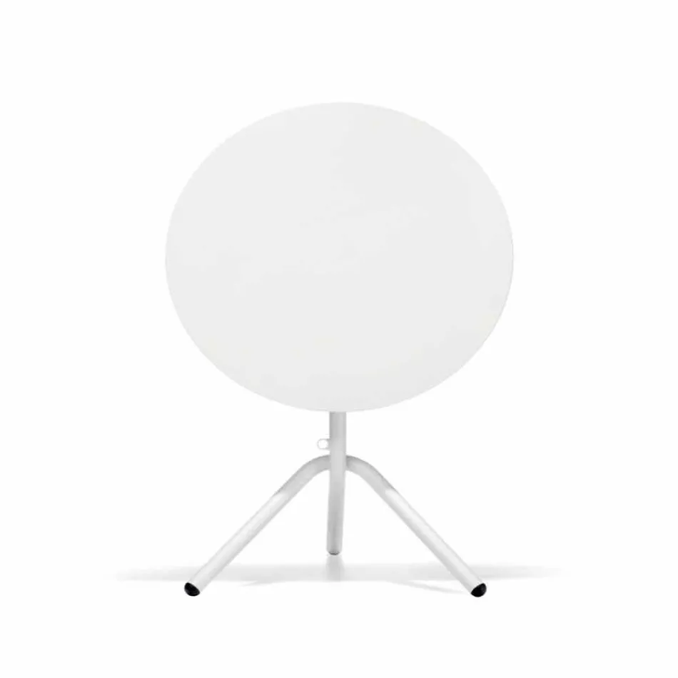 Rund utomhusmetall- och plåtbord tillverkad i Italien - Alberic Viadurini