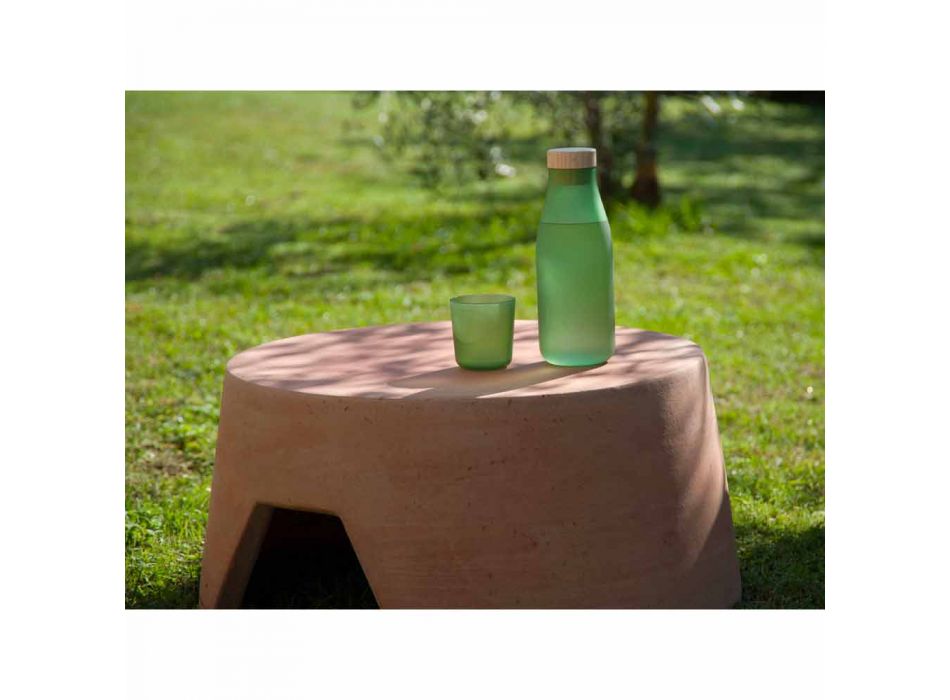 Runt terrakotta utomhus soffbord tillverkat i Italien - Degolino Viadurini
