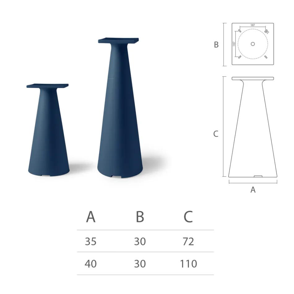 Trädgårdssoffbordsunderrede i polyeten och HPL-skiva Tillverkad i Italien - Lucy Viadurini