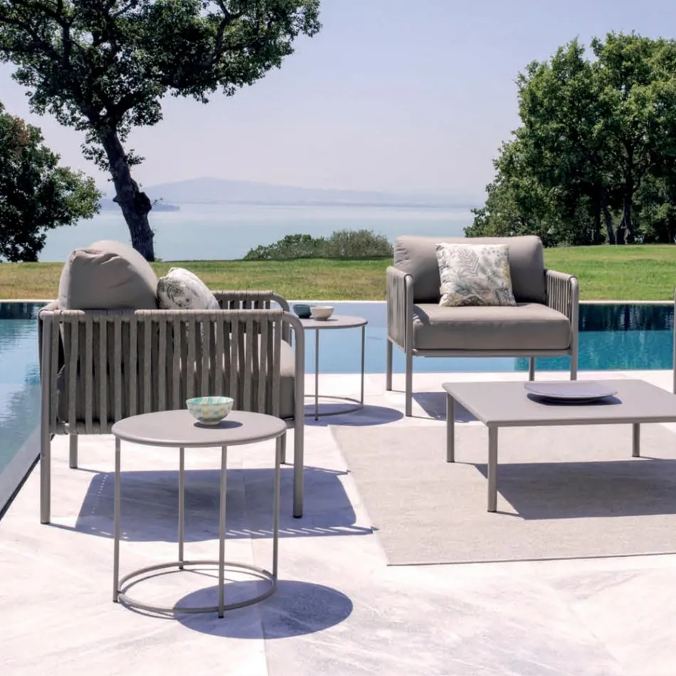 Trädgårdssoffbord i galvaniserat stål i olika storlekar Tillverkat i Italien - Brienne Viadurini