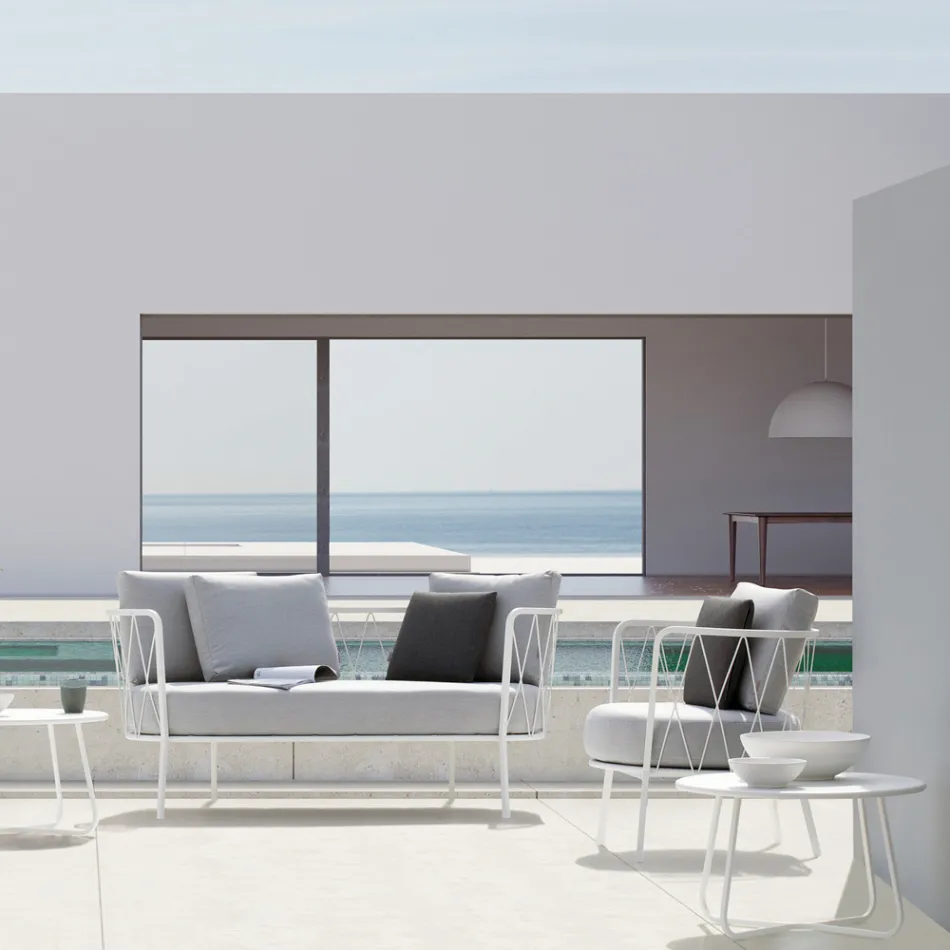 Trädgårdssoffbord i galvaniserat stål Tillverkat i Italien - Brienne Viadurini