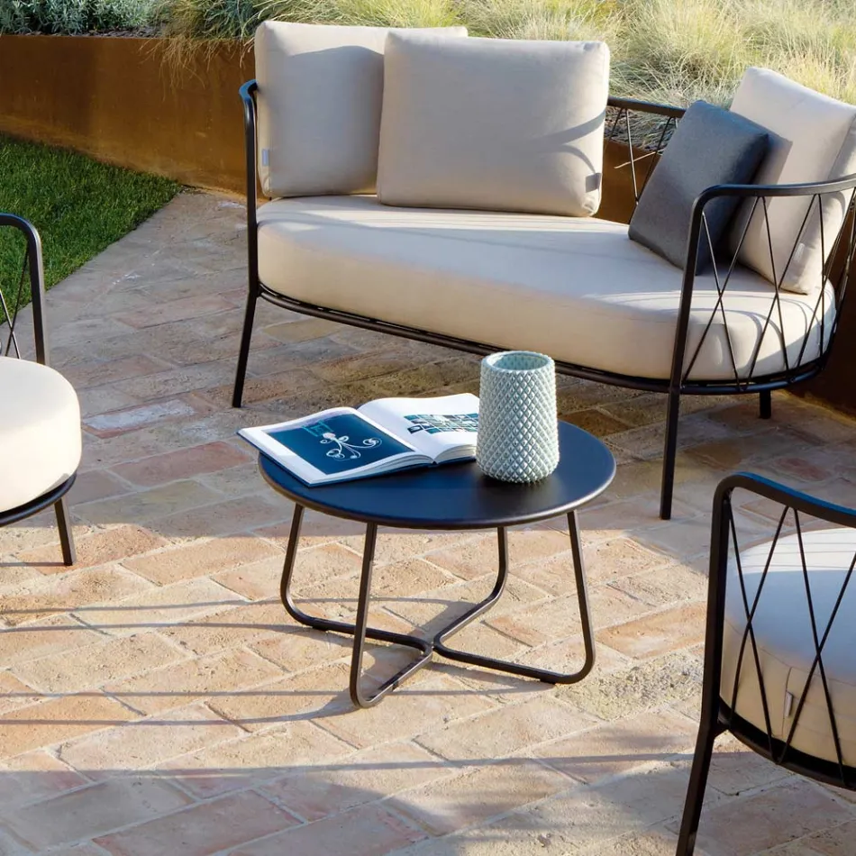 Trädgårdssoffbord i galvaniserat stål Tillverkat i Italien - Brienne Viadurini