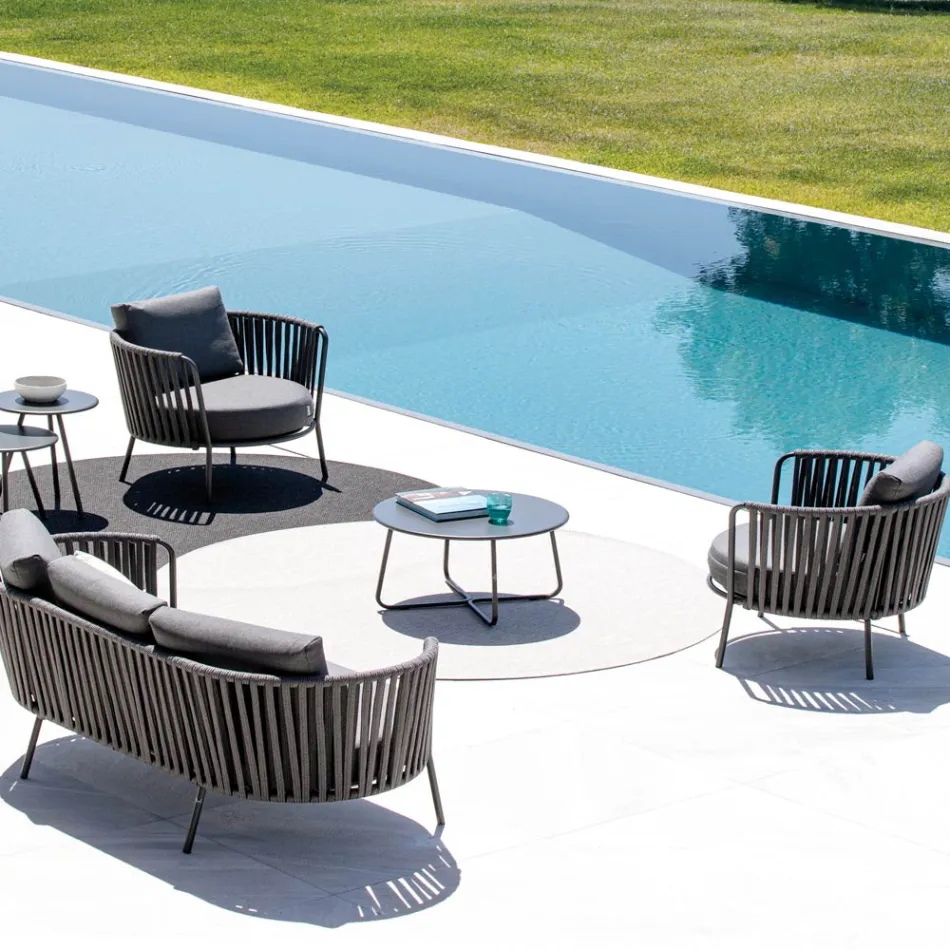 Trädgårdssoffbord i galvaniserat stål Tillverkat i Italien - Brienne Viadurini