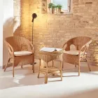 Trädgårdssoffbord i Honey Wicker - Nathaniel Viadurini