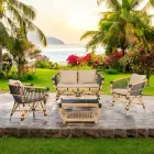 Trädgårdssoffbord i handvävd naturrotting - Catelyn Viadurini