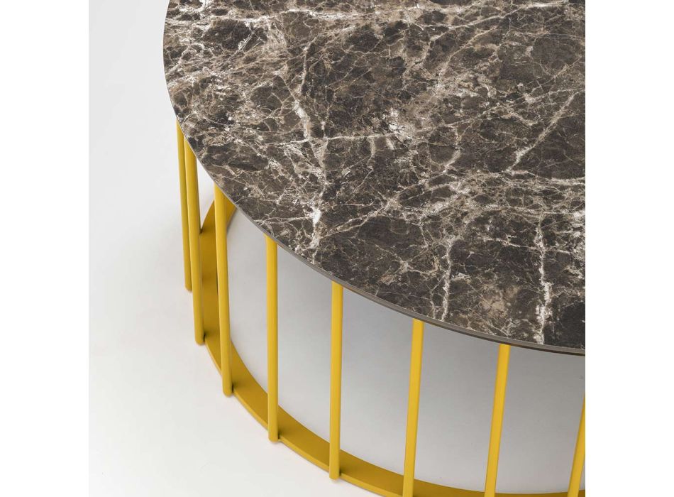 Trädgårdssoffbord i glaskeramik och metall Tillverkat i Italien - Guerrino Viadurini