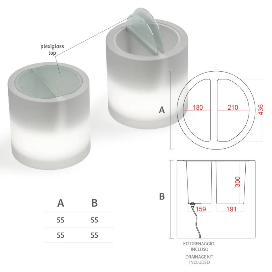 Ljust trädgårdssoffbord i vit polyeten Tillverkat i Italien - Trek Viadurini