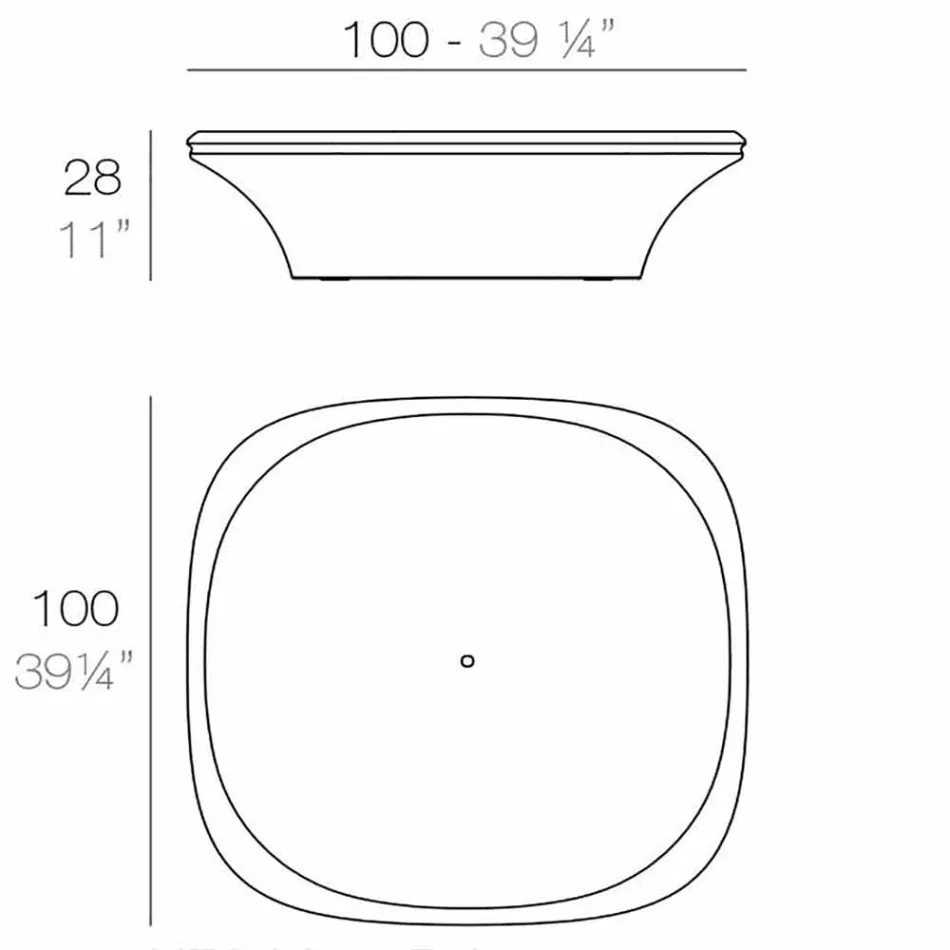 Modernt Ufo-trädbord 100x100 cm av Vondom, i polyeten Viadurini