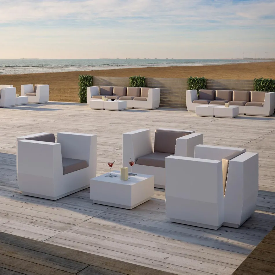 Square Garden soffbord i polyeten tillverkad i Italien - Macao Viadurini