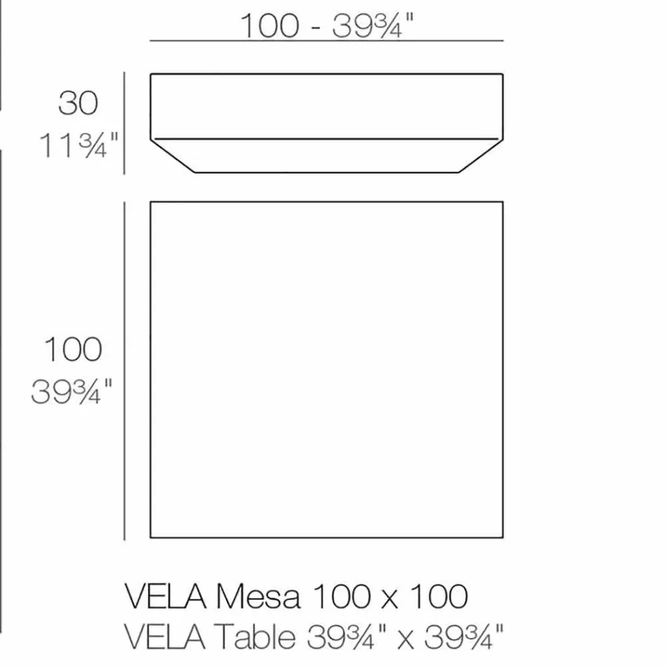 Kvadratisk modernt trädgårdsbord Vela av Vondom, i polyeten Viadurini