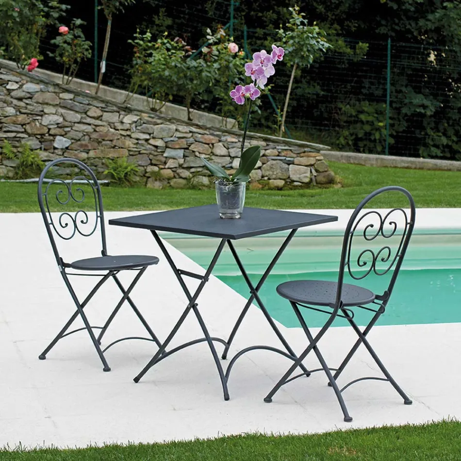 Fällbart Square Garden Soffbord i antracitgrå järn - Zoubiba Viadurini