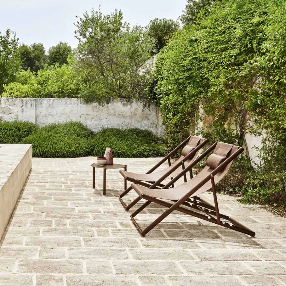 Runt trädgårdssoffbord i målad aluminium - Bahia av Varaschin Viadurini