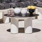 Runt trädgårds soffbord i HPL och polyeten tillverkat i Italien - Freccia Viadurini