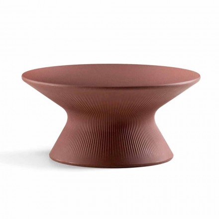 Runt trädgårds soffbord i färgad polyeten Tillverkad i Italien - Desmond Viadurini