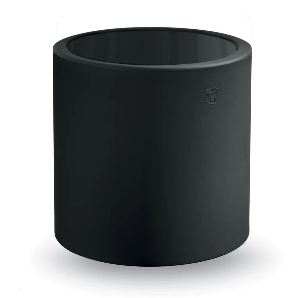 Runt trädgårdssoffbord i färgad polyeten Tillverkat i Italien - Noemi Viadurini