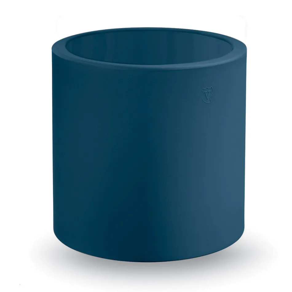 Runt trädgårdssoffbord i färgad polyeten Tillverkat i Italien - Noemi Viadurini