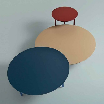 3 ben soffbord i stål och färgad träplatta - vackert Viadurini