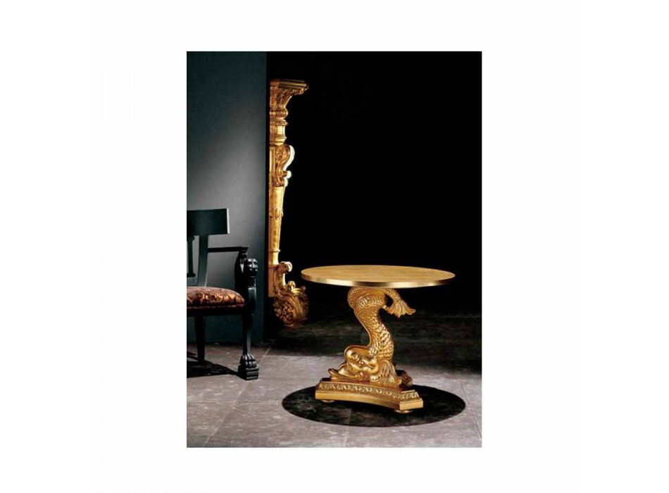 Klassiskt vardagsrum soffbord i massivt trä snidade hand, Ciro Viadurini