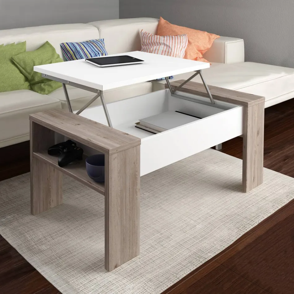 Soffbord med ekologisk träbehållare - Cripto Viadurini