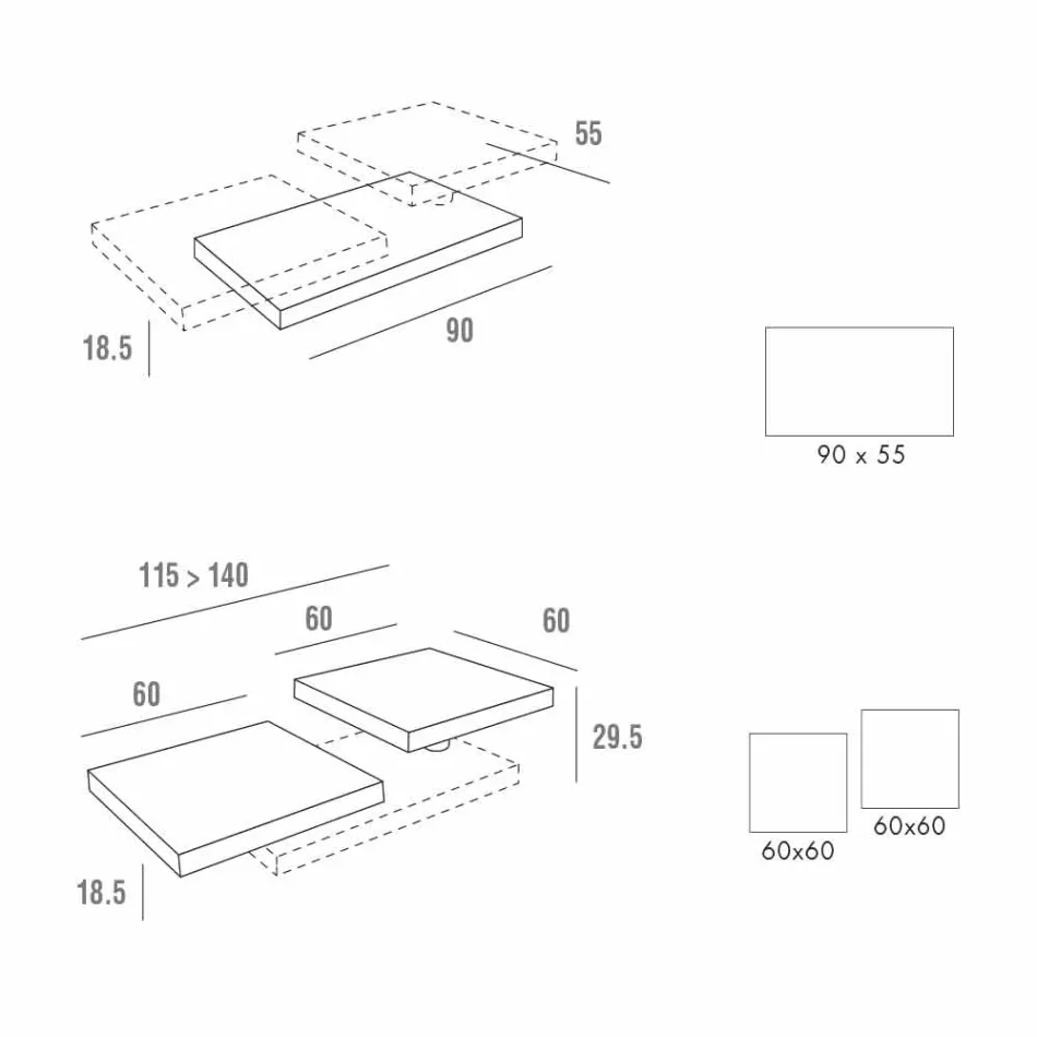 Soffbord med roterande toppar i HPL Made in Italy, Precious - Paris Viadurini