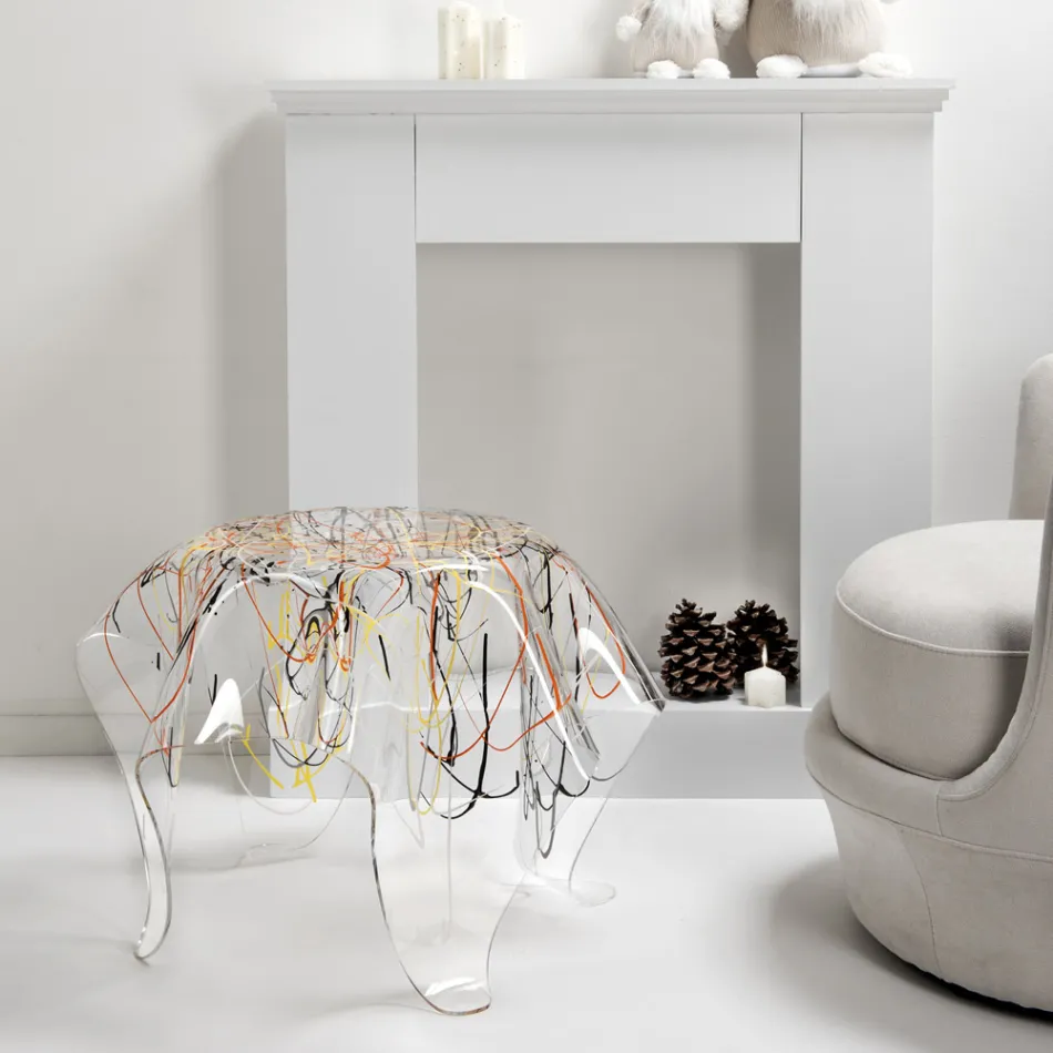 Soffbord med plexiglasskiva och underrede Tillverkat i Italien - Brento Viadurini