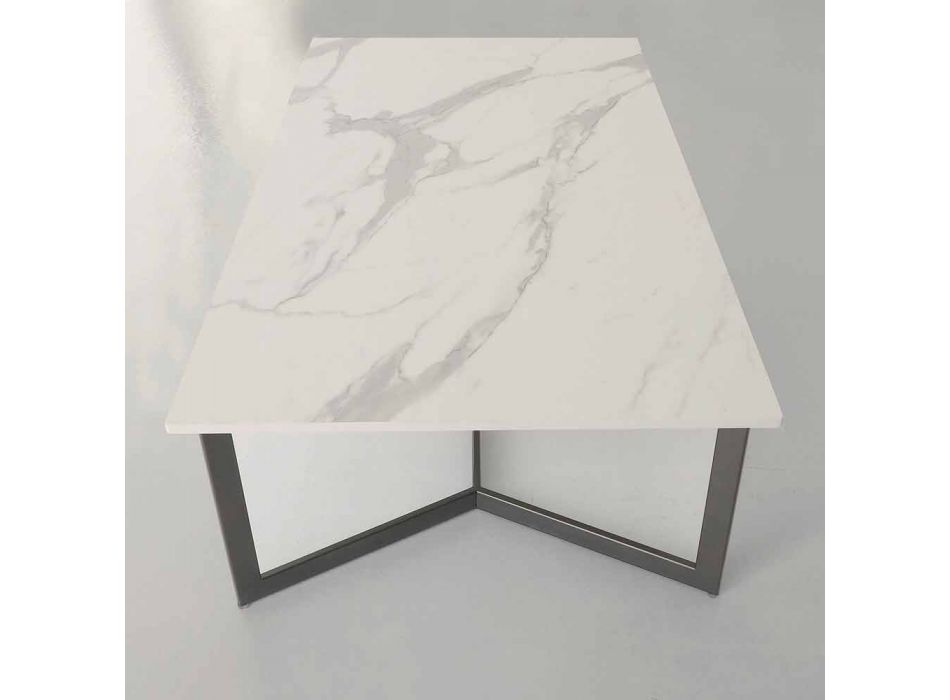Soffbord med Hpl topp vit marmoreffekt tillverkad i Italien - Indio Viadurini