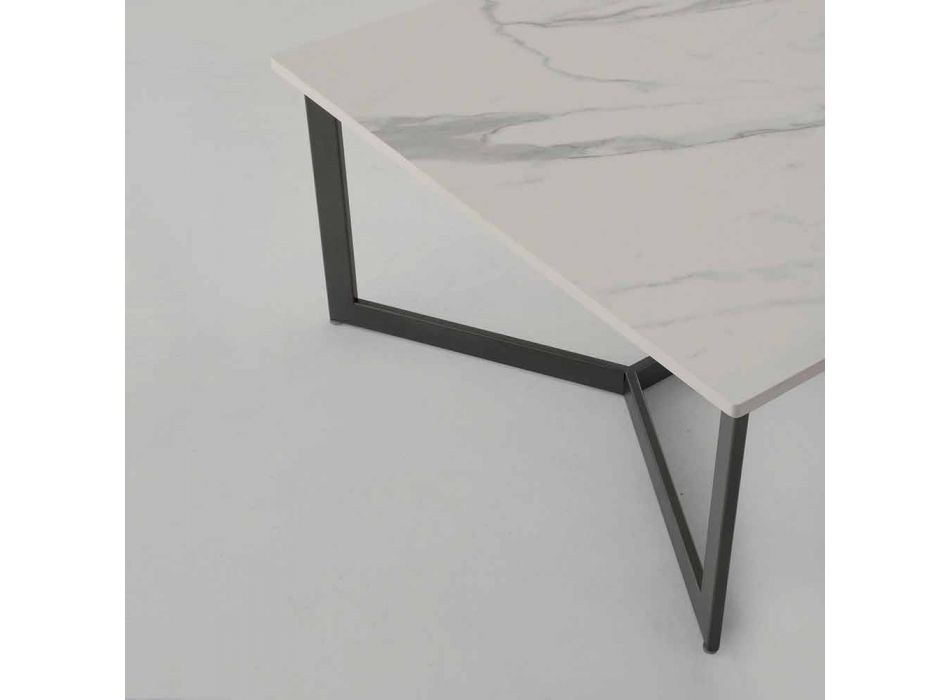 Soffbord med Hpl topp vit marmoreffekt tillverkad i Italien - Indio Viadurini