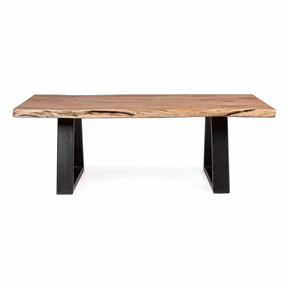 Homemotion Modernt Soffbord med Acacia Wood Top - Vinni Viadurini