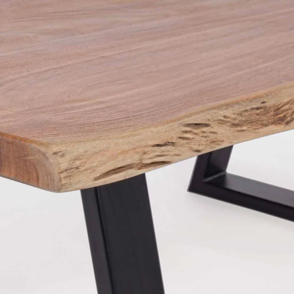 Homemotion Modernt Soffbord med Acacia Wood Top - Vinni Viadurini