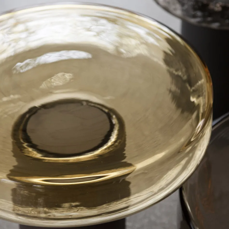 Soffbord med glasskiva och metallunderrede Tillverkat i Italien - Batulla Viadurini