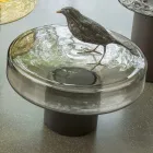 Soffbord med glasskiva och metallunderrede Made in Italy - Batulla Viadurini