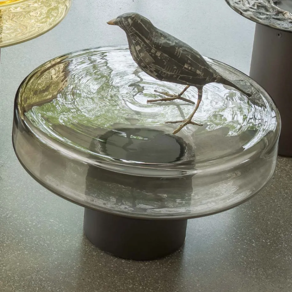 Soffbord med glasskiva och metallunderrede Made in Italy - Batulla Viadurini