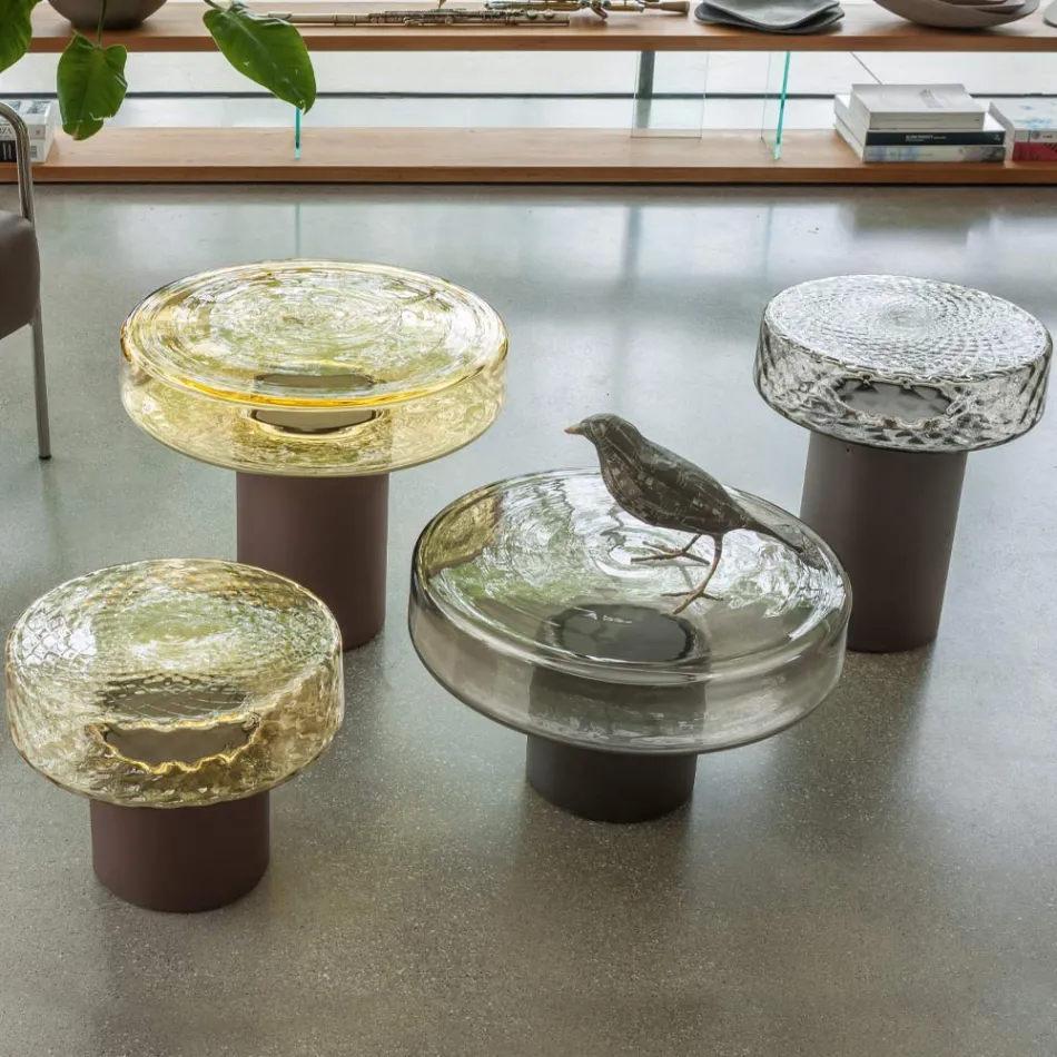 Soffbord med glasskiva och metallunderrede Tillverkat i Italien - Batulla Viadurini