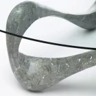 Soffbord med glasskiva och Fossil Stone Base - Kalifornien Viadurini