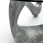 Soffbord med glasskiva och Fossil Stone Base - Kalifornien Viadurini