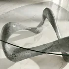 Soffbord med glasskiva och Fossil Stone Base - Kalifornien Viadurini