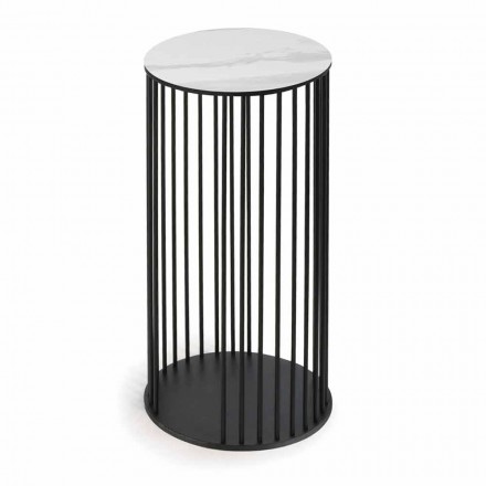 Soffbord med rund keramisk topp Tillverkad i Italien - Montebianco Viadurini