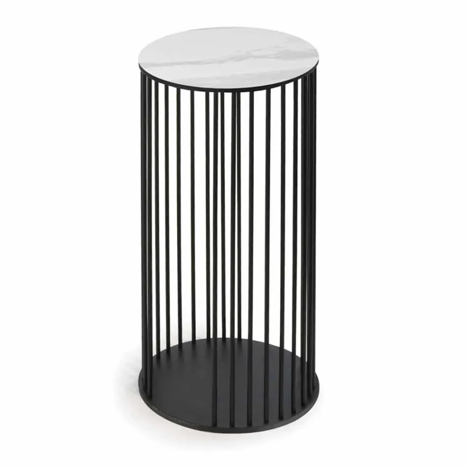 Soffbord med rund keramisk topp Tillverkad i Italien - Montebianco Viadurini