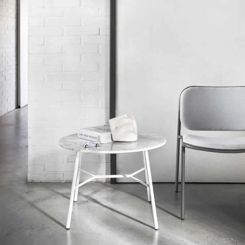 Soffbord med rund marmorskiva Tillverkat i Italien - Makino Viadurini